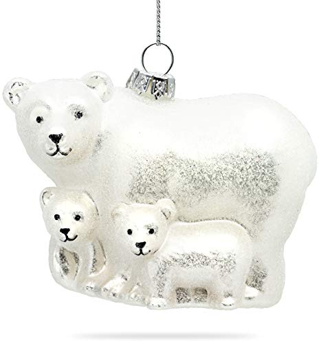 SIKORA BS465 Eisbär Familie Christbaumschmuck Glas Figur Weihnachtsbaum Anhänger