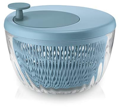 Guzzini - Kitchen Active Design, Spin&Store, Centrifugeuse à Salade avec Couvercle - Celeste Mat, Ø 26 x h19 cm - 170900134, Bleu