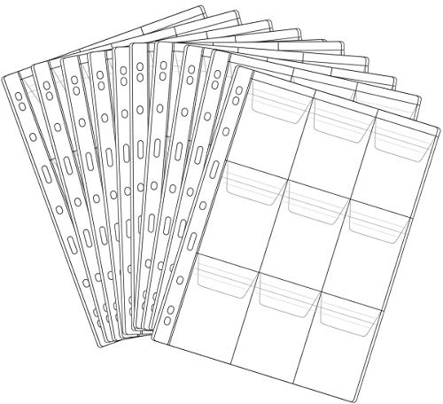 9 Pocket Coin Pages 10 Sheets Plastic Coin Holders Stamp Collector Supplies | Jomevia Coin Sleeves coin pocket pages insert Sheets for Coin Stamp Currency Collection