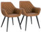 WOLTU Esszimmerstühle 2er Set Küchenstühle Wohnzimmerstühle Polsterstühle Sessel, Armlehnstühle mit Rückenlehne, für Esszimmer, Küche, Wohnzimmer, Kunstleder, Metallbeine, Braun, BH251br-2
