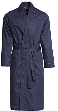 Herren Morgenmantel Revise Guido RE-504 - Elegant - 100% Baumwolle - Dunkelblau - Dunkelblau C10 - Gr. L