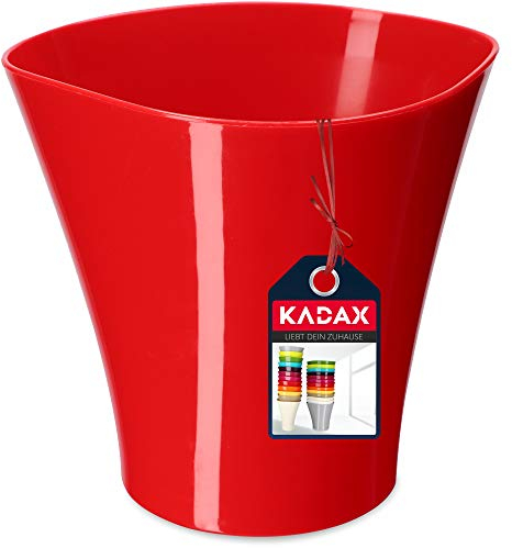 KADAX Blumentopf aus Kunststoff, ⌀16-16,5cm, 13 Farben, Topf mit glänzender Oberfläche, Blumentopfschutz für Kakteen, Ringelblumen, Farne, Pflanzkübel, Pflanztöpfe (Rot, ⌀ 16 cm)
