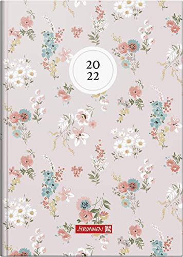 BRUNNEN 1079515022 Buchkalender Modell 795, 1 Seite = 1 Tag, 14,5 x 20,6 cm, Grafik-Einband „Blossom“, Kalendarium 2022