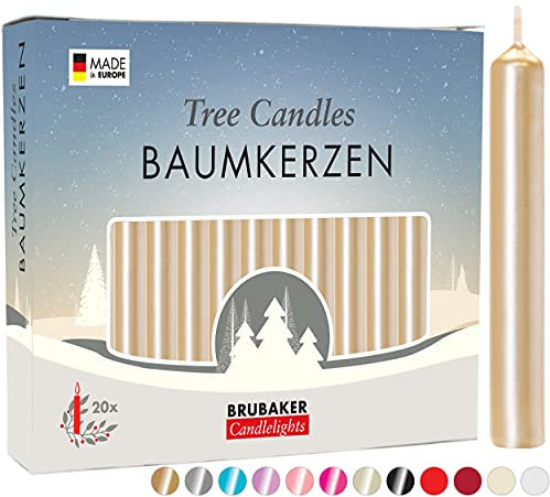 BRUBAKER 100 Pack Tree Candles - Pyramid Christmas Tree Candles - Pale Gold