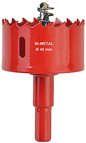 SagaSave 45mm M42 HSS Bimetall-Lochsäge, Lochöffner-Bohrer mit positiven Rechenzähnen für Metall, Holz, Eisen, Aluminium, Trockenbau, Rohr, Kunststoff, Faserplatten