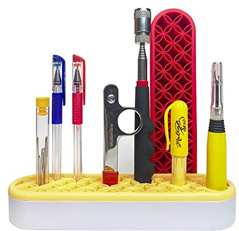 Madam Sew Aufrechte Nähwerkzeuge, Schreibtisch-Organizer für Bastel- und Quiltzubehör, hält Scheren, Nahttrenner und Marker, Tisch-Nähzubehör, Aufbewahrungs-Organizer (gelb)