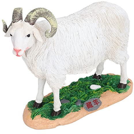 Yuecoom Harz Schaf Statue, Rustikaler Garten Rasen Tibetische Antilope Figur Ornament, wasserdichte Paito Lampe Ziege Skulptur, Kinderreitspielzeug