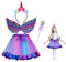 ACWOO Mädchen Einhorn Prinzessin Kleid, Fee Kostüm Mädchen，Tutu Rock Ballettrock, Unicorn Kostüme Kinder mit Einhorn Stirnband Flügel Zauberstab für Halloween Geburtstag Party (3-10 Jahre) (Violett)