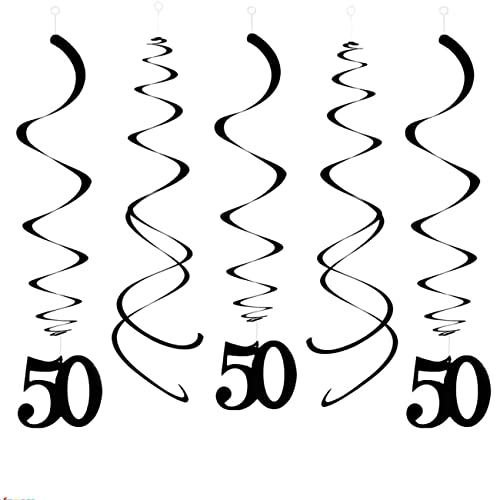 CC wonderland zone 20 Stück Schwarzer 50 Geburtstag Wirbel Deko,Hängende Swirls Streams für 50. Party Dekorationen