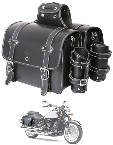 QJBOMTO Motorrad PVC Leder Werkzeugtasche-Universal Gabeltasche, Lenkertasche Motorrad Rolltasche Satteltaschen Lenkertasche Sissy Bar Aufbewahrung Werkzeugtasche mit 2 Gurten