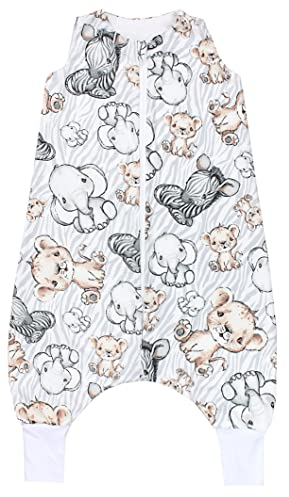 TupTam Baby Sommer Schlafsack mit Beinen 0.5 TOG OEKO-TEX zertifizierte Materialien unwattiert Unisex, Farbe: Safari, Größe: 110-122