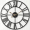 ARVINKEY Large Silent Wall Clock, European Farmhouse Vintage Clock with Roman Numerals, 60cm Non-Ticking Battery Operated Metal Skeleton Decorative for Home Kitchen (Black)