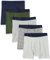 Amazon Essentials Boxer Intimi, in Morbido Cotone, Senza Etichetta Uomo, Pacco da 5, Blu Marino/Grigio Puntinato/Stampa Rugby/Verde Floreale/Verde Oliva, L