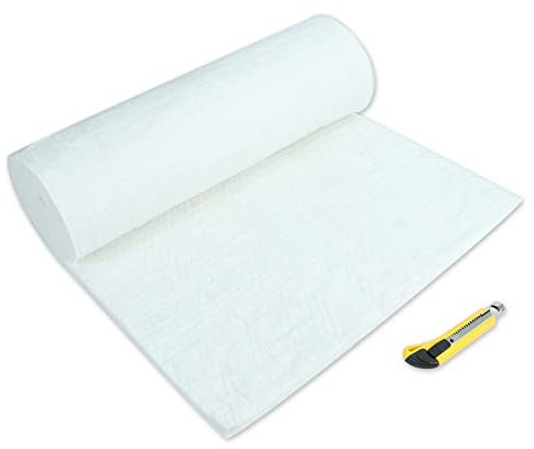 BACLAUGH Manta de aislamiento ignífugo de fibra de cerámica de 1 x 24 x 72 pulgadas, aplicable al horno, forja, horno y estufa