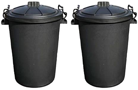 VTL® 85 LITRE HEAVY DUTY BIN LOCKING LID OUTDOOR RUBBISH DUSTBIN HORSES MULTIPLE COLOURS (2, BLACK)