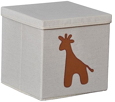 LOVE IT STORE IT Premium Aufbewahrungsbox mit Deckel - Quadratisch, Stabil, Beige mit Giraffe - 33x33x33 cm - Ideal für Regale und Spielzeug-Aufbewahrung