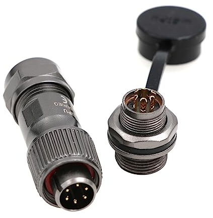 ZBLZGP Weipu Threaded Coupling Metal IP67 Cable Connector Waterproof Plug and Socket 12 mm Panel Mount Aviation Female Male ST12 Plug (6Pin 5A 125V)