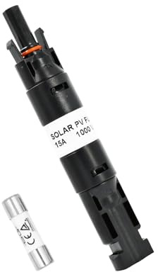 HandGold Solar PV Sicherungshalter mit Inline Sicherung, 1000V IP68 Wasserdicht Sicherungsstecker, Solarsicherung Steckverbinder für Solar Anlage/Balkonkraftwerk (15A)