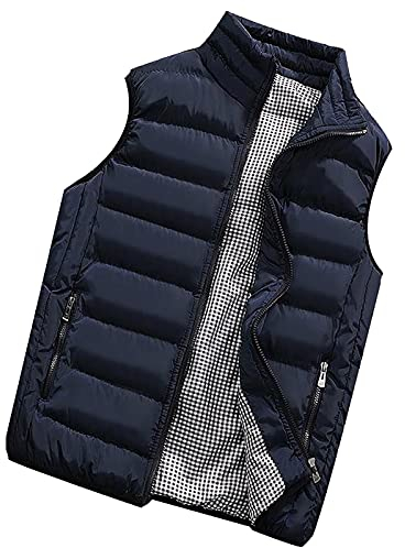 Generisch Daunen Weste Herren, Warme Mit Reißverschluss Taschen Westen Herren Teddy Jacke Outdoor Viele Softshellweste Winter Schwarz Fleece Vest Men'S Outerwear Gilets (5XL, Dark Blue)