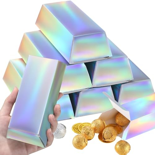 ZephyrHome 20 Stück Schillernde Süßigkeiten Boxen Holographic Süßigkeiten Geschenkboxen Regenbogen-Silberne kleine Geschenkboxen für Hochzeit, Party, Geburtstag, Weihnachten, Baby Shower und DIY Craft