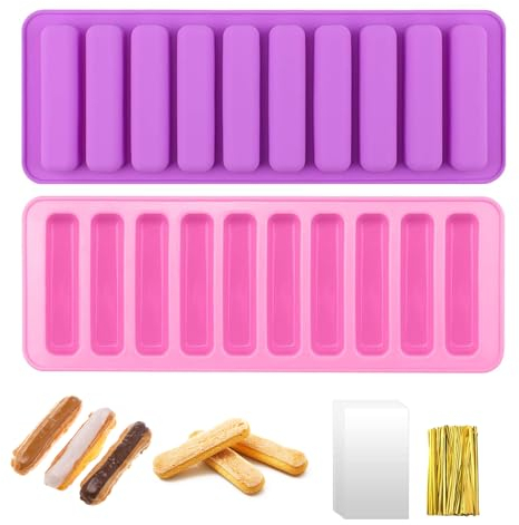 MisFun 2 Pièces Moule Silicone pour Barre de Céréales, Financier, Pain, Gâteau, Chocolat, Biscuits et Glaçons - Rectangulaire