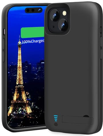 BAHOND Battery Case for iPhone 15 Plus, 6000mAh Rechargeable Extended Battery Charging/Charger Case, Add 100% Extra Juice (6.7 Inches) Black