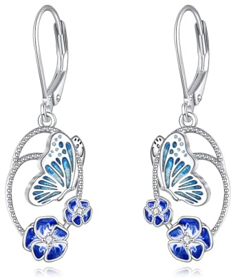 YAFEINI Schmetterling/Meerjungfrau/Spinnen/Kolibri/Kuh/Wolf/Frosch Ohrringe für Damen 925 Silber Blumen OhrringeTier Ohrhänger Geschenk für Frauen Mädchen