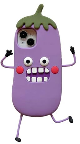 SGVAHY Phone Case for iPhone 12 Case Funny Phone Case Cute iPhone 12 Case Kawaii Eggplant Purple iPhone Case Creative Soft Rubber Bumper Shockproof Cover Protective Case for Women Girls