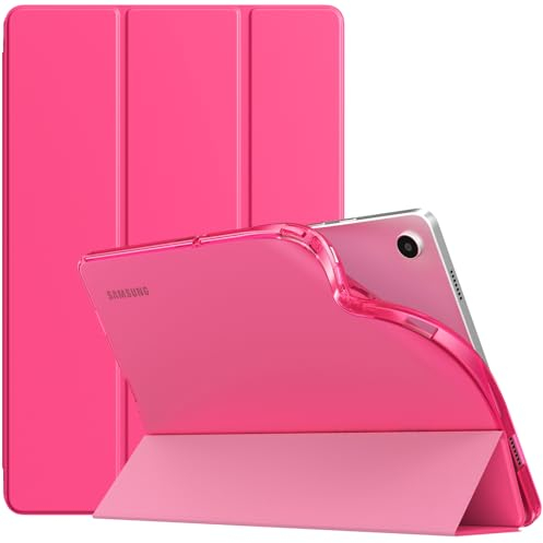 TiMOVO Coque pour Samsung Galaxy Tab A9+/A9 Plus 11 2023 SM-X210/X216/X218, Étui de Protection Arrière en TPU Translucide pour Galaxy Tab A9+, Réveil/Sommeil Automatique, Rose Brillante