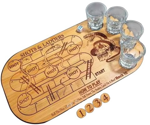 ADERN Shots&ladders Drinking Game | Drinking Games for Adults Party | Snakes Ladder Drinking Board Game | Shot Wine Cup Game | Clarted Drinking Game | Fun Drinking Games for Birthday, Wedding