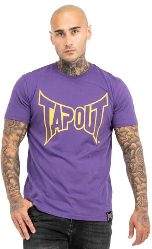 Tapout Herren T-Shirt Normale Passform Lifestyle Basic Tee, Lilac/Yellow, L