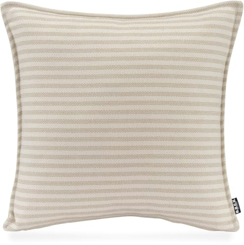 H.O.C.K. Nova Outdoor + Indoor Dekokissen inkl. Füllung Sitzkissen mit Biese schmale Streifen in verschiedenen Größen und Farben in&Out (beige Taupe, 45x45cm)
