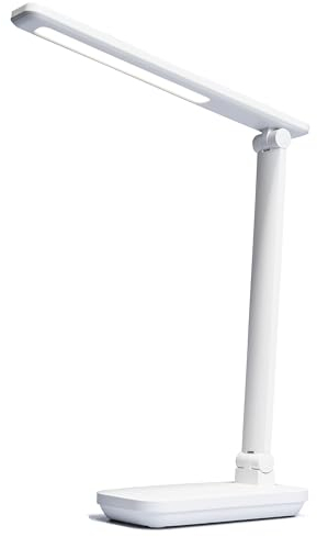 einlicht LED Schreibtischlampe | PULT | touch dimmbare Schreibtischleuchte kabellos 400 Lumen, Akku Leselampe einstellbar schwenkbare Nachttischlampe neutralweiß 4000K 34cm hoch, USB-C laden, weiß