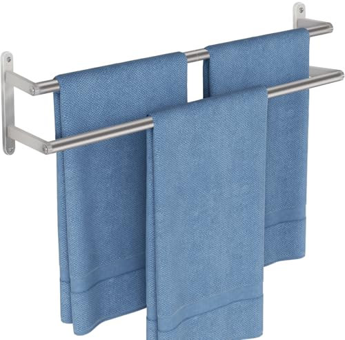 JIAPAIDUO Handtuchhalter Wand, 60cm Handtuch Halter, Handtuchhalter Mit Bohren, Handtuchhalter Wandmontage, Edelstahl Handtuchstange, Handtuch Halterung für Badezimmer, Schlafzimmer, Küche