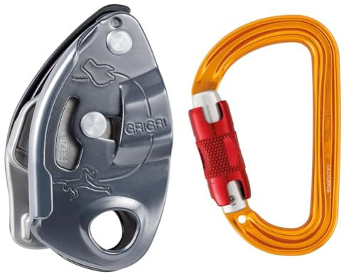 PETZL Unisex's Grigri Accessory For Climbing, Grey, UNI & Sm D Twist-Lock - Yellow, orange
