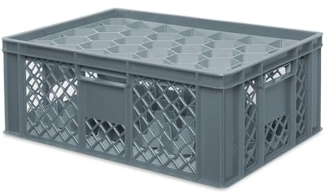 BRB Gläserkiste 600x400 mm für 15, 24, 33 oder 40 Gläser, farbig (Grau, für 33 Gläser Ø 75 mm, Glashöhe max 205 mm)