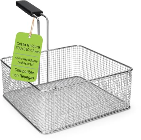 CubetasGastronorm ® Cesta Freidora 300x310x121mm Acero Inoxidable Profesional Repuesto Hosteleria Compatible Con Repagas Gas Coccion Cocina Restauracion Uso Intensivo Reparar Maquina