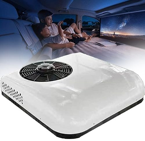 ZHIXUMM Climatiseur De Camping-Car 12 V/24 V CC, Climatiseur De Toit Universel pour Camion éLectrique, 8 Heures De Fonctionnement sans Conduit, AC Silencieux – Refroidissement Uniquement,White-24V