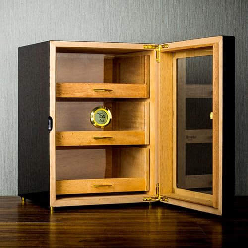 MTTXY 3-lagige Zigarren-Humidor-Schrankbox, Zigarren-Humidor-Hülle mit Großem Fassungsvermögen und Digitalem Hygrometer, Zigarren-Humidor Fasst Bis zu 80–100 Zigarren