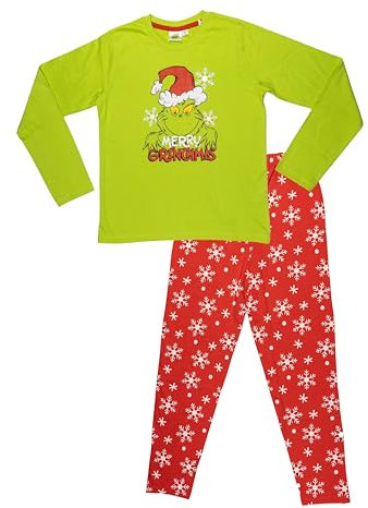 United Labels Pigiama Grinch per Bambine e Bambini, Verde Rosso, 110-116, Pigiama Lungo per Bambini, Pigiama Invernale di Natale