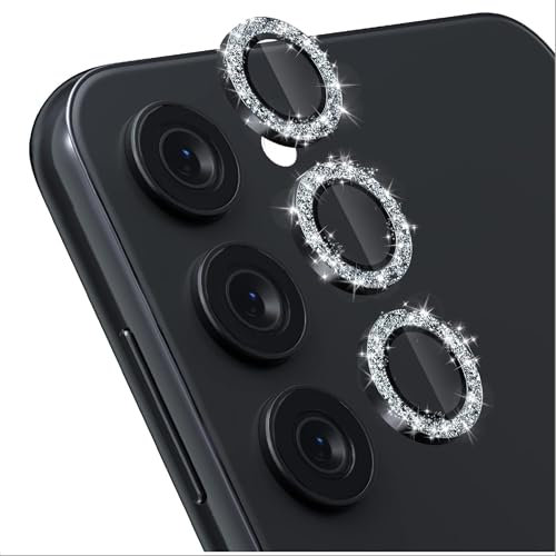GIOPUEY Pellicola Fotocamera per Samsung Galaxy S24 Fe, Samsung Galaxy S24 Fe Protezione Fotocamera, Diamante in Polvere Brillante, Lucido, Elegante, Facile da Installare - Black