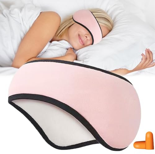 YIZWINS 2 en 1 Bandeau pour Dormir et Cache Oreille, Anti Bruit Sommeil, Masque de Nuit, Bandeau Anti Bruit pour Dormir, Pour Hommes et Femmes, Masque de Sommeil pour Voyage, Pause Déjeuner(Rose)