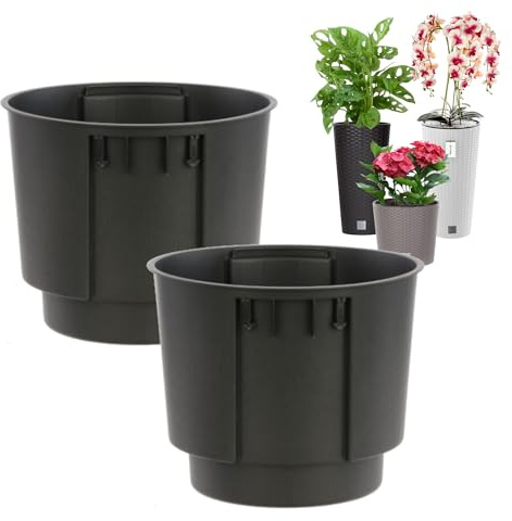 Set 2 Stück Topfeinsatz Blumeneinsatz Austauschbarer Einsatz Rund Topf Schwarz 35 L Ø37,5 cm H 40 cm mit Griffen für Prosperplast-Töpfe Höhe H 37,5 cm und 76 cm -für den Außen und Innenbereich, Hydra