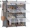 SONGMICS Schuhregal, Schuhschrank mit 6 Fächern, für Garderobe und Eingangsbereich, für bis zu 24 Paar Schuhe, anpassbar, schiefergrau-transparent LPC033G01