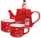 COLLBATH Set Di Teiera in Ceramica Teiera A Tema Natalizio Set Di Tazze Da Tè Di Natale