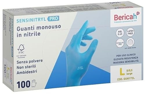 Bericah Guanto Monouso Sensinitryl Pro In Nitrile Large 100 Pezzi