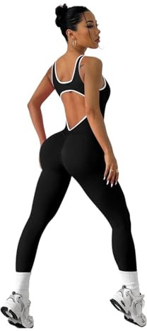 Yoga overall Back V Jumpsuit Damen Gym Set Training Yoga Anzug Sportswear Einteiliger Sport Jumpsuit Fitness Strampler Stretch Workout Bodysuits