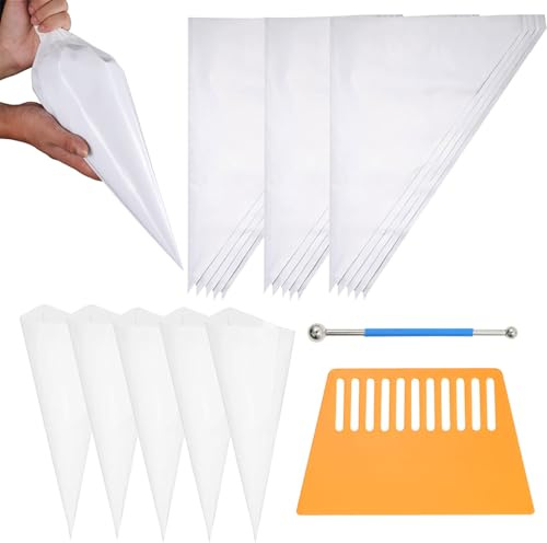 Srvauyea 20 Pièce Sac de Mortier, Poche à Jointer, Sacs de Coulis Professionnels, Sac de Scellant de Ciment, Sacs de Remplissage de Joints avec Grattoir et Lisseur de Joints pour Sceller et Joints