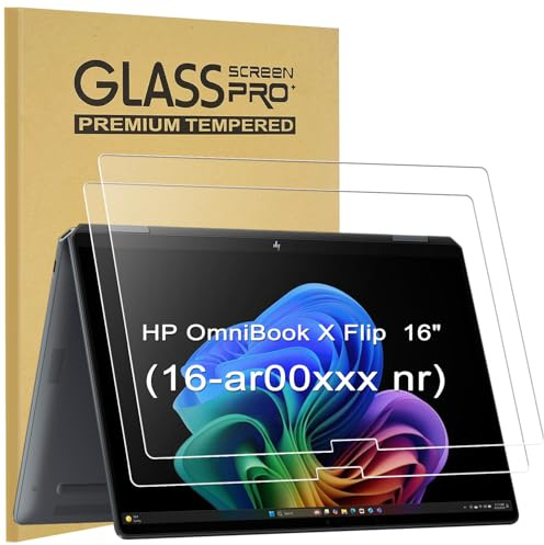 2 Pack Tempered Glass Screen Protector for 16-Inch HP OmniBook X Flip 16 (16-cc/ar/be/as0000) 2-in-1 | HP OmniBook 7 Flip (16-au0000) 2-in-1 Touchscreen Laptop | Anti-Scratch, Bubble-Free, Ultra HD