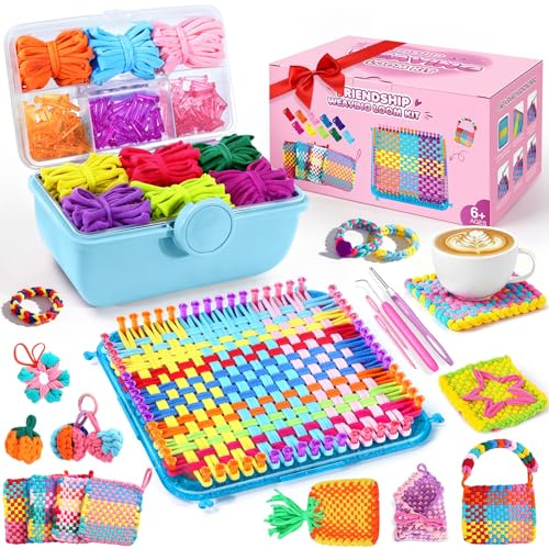 Spardar 450+pcs Webrahmen-Set Inklusive Aufbewahrungsbox, Ideal als Weihnachts Oder Geburtstagsgeschenk, Enthält 360 Strickringe und Eignet Sich Auch Zum Stricken von Handtaschen, Blau